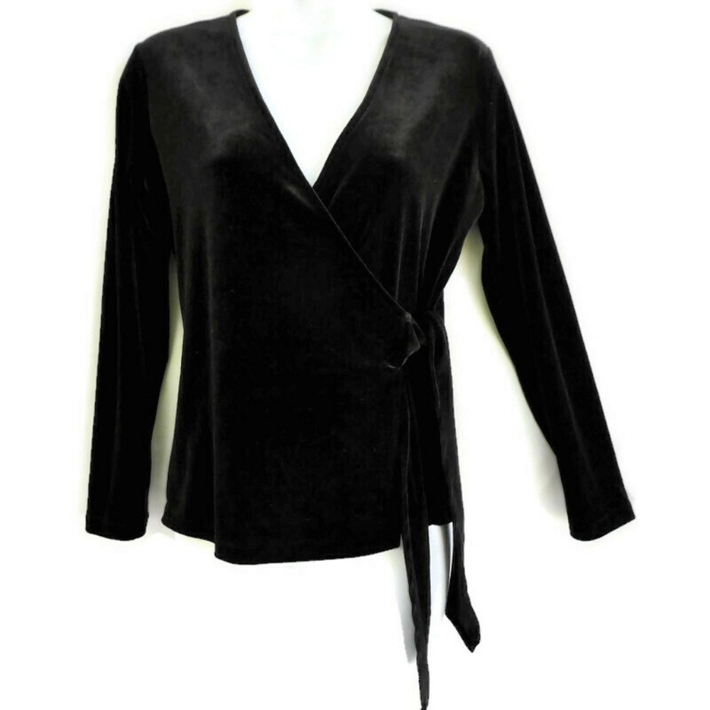 Nordstrom Halogen Wrap Blouse Velour Black XS
